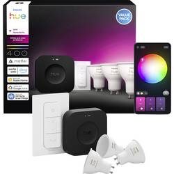 Philips Hue, Philips Hue Smarte LED-Leuchte "Hue 3 GU10-Lampen + Dimmschalter + Hue Bridge Pro"
