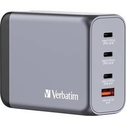 Verbatim GNC-200 GaN Reiseladeadapter 200 W 1x USB-A, 3x USB-C® USB PD, USB PD 3.0, QC 3.0 Grau GaN, mit Europa-Adapter,