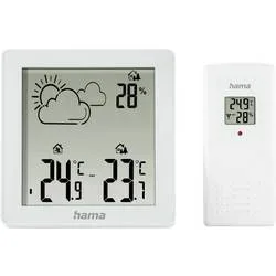 hama 00222234 Wetterstation Zakynthos, Thermometer, Hygrometer, mit Außensensor, Weiß