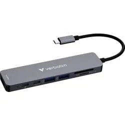 Verbatim 32158 USB-Hub HDMI® USB 3.2 Gen1 5 GBit/s USB-C® PD Ladeanschluss Grau Essentials