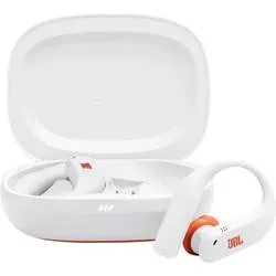 JBL Endurance Peak 4 In Ear Kopfhörer Kabellos, Bluetooth® Weiß Noise Cancelling Ladecase, Ohrbügel, Schweißresistent,