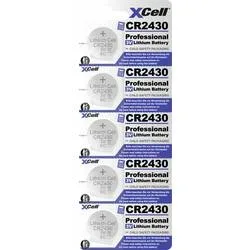 XCell, 5er-Set Lithium-Knopfzelle CR2430, 3V / 290mAh