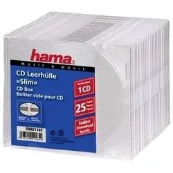 Hama, HAMA 51165 CD SLIM BOX CLEAR - CD-Leerhüllen (Transparent)