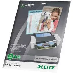 Leitz, LEITZ Laminiertasche A3 74860000 glanz, 80my 25 Stk
