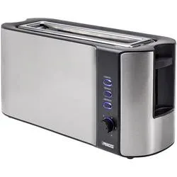 Princess Langschlitztoaster mit eingebautem Brötchenaufsatz Edelstahl, Schwarz