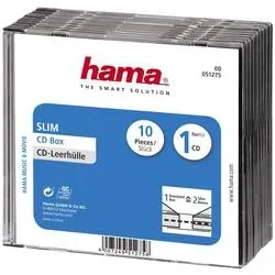Hama CD Hülle Slim 00051275 1 CD/DVD/Blu-Ray Transparent, Schwarz Polystyrol 10 St.