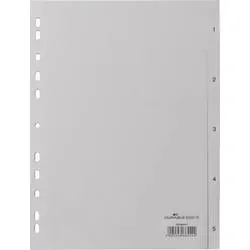 Durable 6505 Register DIN A4 1-5 Polypropylen Grau 5 Registerblätter geprägte Taben 650510