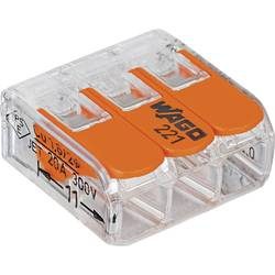 WAGO 221-413-50 221 Verbindungsklemme flexibel: 0.14-4 mm² starr: 0.2-4 mm² Polzahl: 3 50 St. Transparent, Orange Box