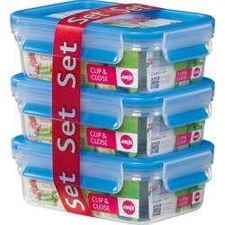 GROUPE SEB - EMSA CLIP & CLOSE - Lebensmittelbehälter - 0.55 L - Blau, durchsichtig (Packung mit 3)