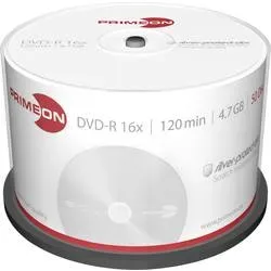 Primeon 2761204 DVD-R Rohling 4.7 GB 50 St. Spindel Silber Matte Oberfläche