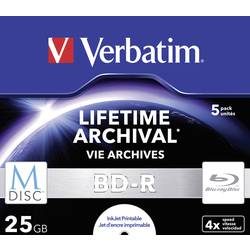 Verbatim, VERBATIM BD-R Jewel 25GB 43823 M-Disc IJ print. 5 Pcs