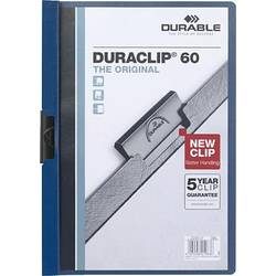 DURABLE, DURABLE Klemmhefter DURACLIP 60 2209/07 f&uuml;r 60 Blatt A4 dunkelblau
