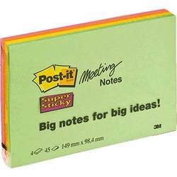 Post-it, POST-IT Super Sticky Big Notes 4x45Bl. 6445-4SS 4 Farben ass. 152x101mm