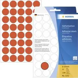HERMA, HERMA Etiketten rund 19mm 2252 rot 1280 St&uuml;ck