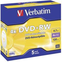 Verbatim, Verbatim DVD+RW Jewelcase Silber 4x 4.7 GB 5 Stück