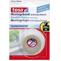 tesa, TESA Powerbond Transp. 19mmx1.5m 557430000 Montageband, doppelseitig