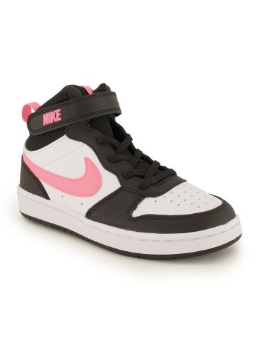 Nike, Nike Court Borough 2 Kids Sneaker - White + Black + Sunset Pulse EU34