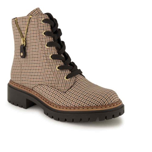 Rieker, Rieker Schnürstiefelette Schnürboots, Herbstboots, Profilsohle, Blockabsatz, im Pepita-Look
