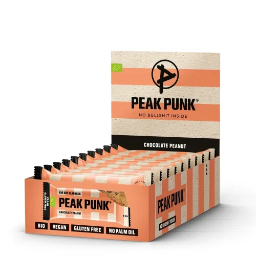 PEAK PUNK, PEAK PUNK Organic Oat Flapjack Chocolate Peanut (12x60g)