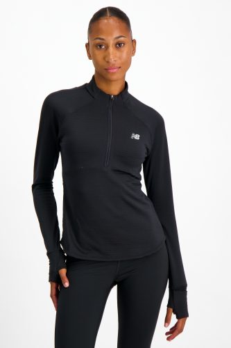 New Balance, New Balance New Balance W Athletics Heat Grid Half Zip Damen, schwarz, Grösse: L Slim Fit Damen, schwarz, Grösse: L