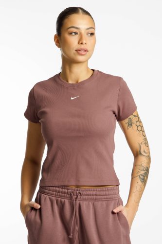Nike, Nike - T-Shirt, W Nsw Rib  Tght Ss Tee, S, Hellbraun