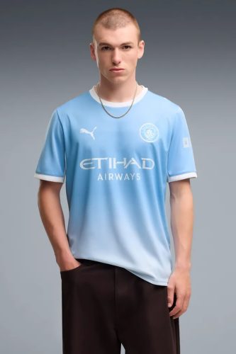 Puma, PUMA Fussballtrikot "MCFC HOME JERSEY REPLICA" für Erwachsene, mit Rundhalsausschnitt, kurzärmelig, atmungsaktiv
