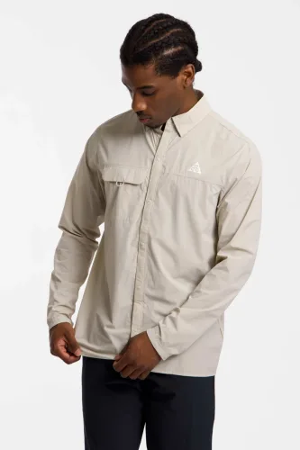 Nike ACG Aireez Button-Up Herren Longsleeve Beige, Herren, Größe: XL