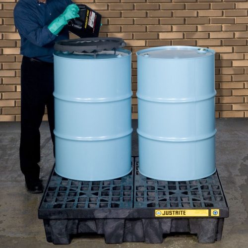 Justrite®, PE-Auffangwanne aus PE-Regenerat, Wanne für 4 x 200 l Fässer, großes Volumen, Auffangvolumen 276 l Justrite