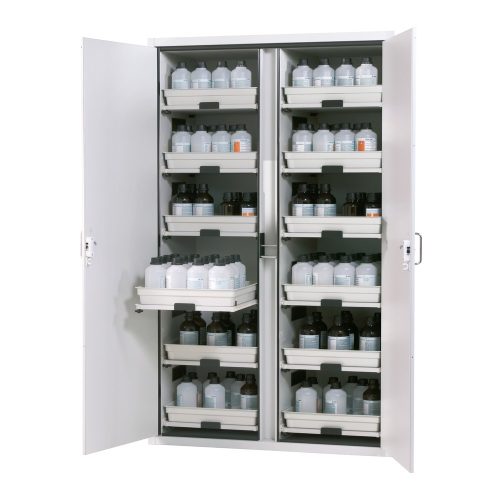 asecos®, Säuren- und Laugenschrank  asecos SL-CLASSIC, Flügeltüren, Front Lichtgrau, B 1197 x T 603 x H 1965 mm