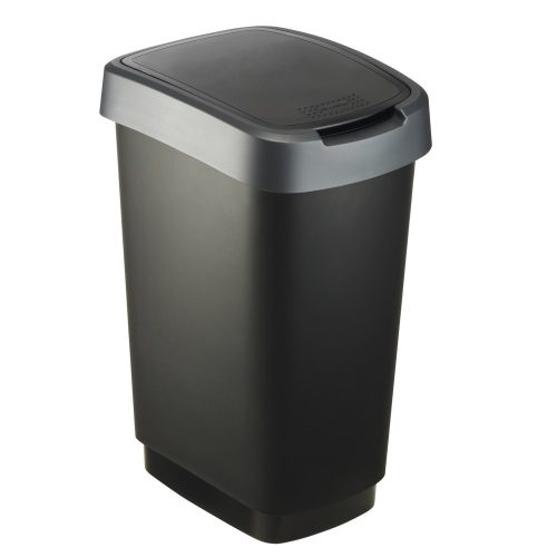 rothopro Abfalleimer TWIST, 25 l, schwarz/dunkelsilber