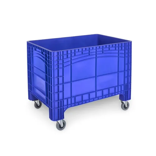 undefined, Transport-und Stapelbehälter Noah, ohne Deckel, Boden & Wände geschlossen, Volumen 535 l, Traglast bis 300 kg, Lenk- & Bockrollen, B 1200 x T 800 x H 950 mm, lebensmittelechtes Polyethylen, blau