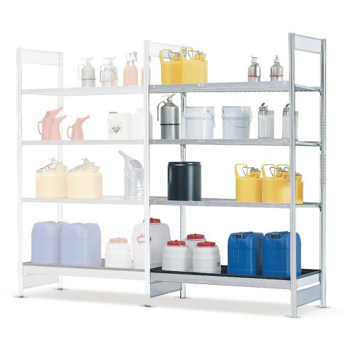 asecos®, Anbauregal RSG-K 1064 für Gefahrstoffregal asecos RSG-K 1064, B 1010 x T 640 x H 2000 mm, mit 28 l Auffangwanne und 3 Gitterostböden aus Polyethylen