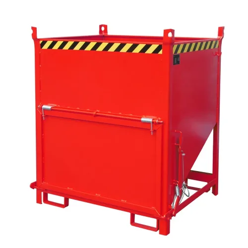 Bauer® Silobehälter mit Klappe, lackiert, Volumen 1 m³, RAL 3000 feuerrot