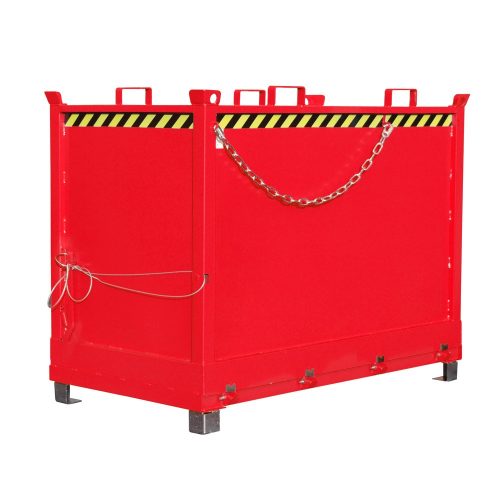 Bauer® Klappbodenbehälter, 3-fach stapelbar, lackiert, Volumen 2 m³, RAL 3000 feuerrot
