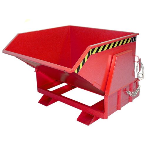 Bauer, Bauer® Kippbehälter mit Abrollmechanik Premium, breite Bauform, lackiert, ohne Deckel, Volumen 1 m³, RAL 3000 feuerrot