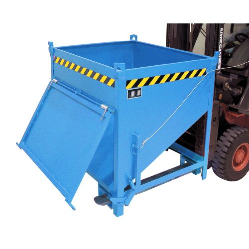 Bauer® Silobehälter mit Klappe, lackiert, Volumen 0,75 m³, RAL 5012 lichtblau