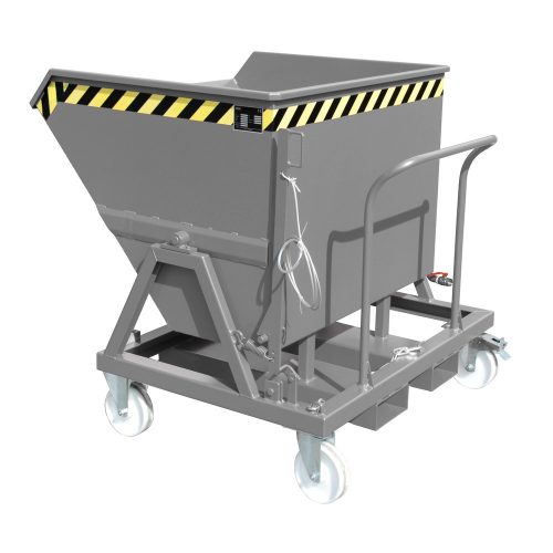 undefined, Späne-Kippmulde Bauer SKS 550, Stahl, grau, B 1250 x T 1200 x H 1170 mm, 550 l, bis 1000 kg, Rollen, Ablasshahn, Manuelle Kippvorrichtung