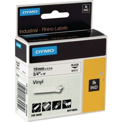 DYMO, Dymo IND S0718620 / 18445 Authentic Rhino Vinyl Schriftband Selbstklebend Schwarzer Druck auf Weiss 19 mm x 5.5m