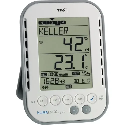 TFA Dostmann, TFA Dostmann KlimaLogg Pro Luftfeuchtemessgerät (Hygrometer) 1 % rF 99 % rF Datenlogger und Funk-USB-Schnittstelle,