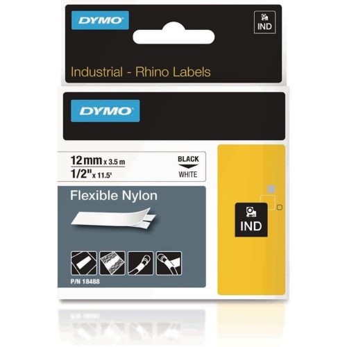 DYMO, Dymo IND S0718600 / 18444 Authentic Rhino Vinyl Schriftband Selbstklebend Schwarzer Druck auf Weiss 12 mm x 5.5m
