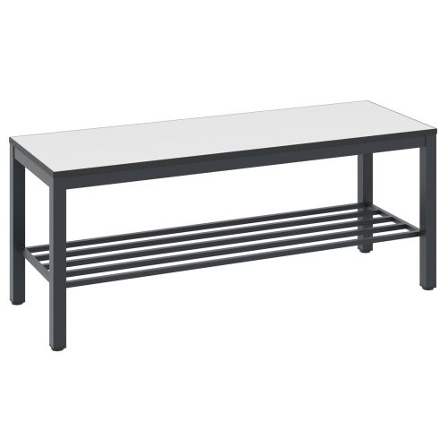 C+P Umkleidesitzbank Basic Plus, Länge 1.000 mm, inkl. Schuhrost, schwarzgrau/weiss