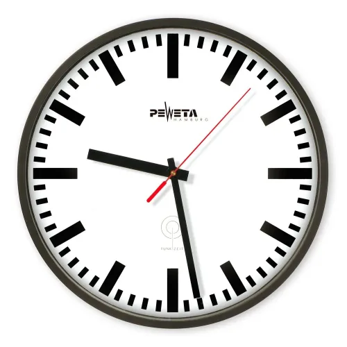 Peweta, PEWETA Funk-Wanduhr DCF77 Typ 130, DIN-Balkenziffern, Ø 300 mm, schwarz