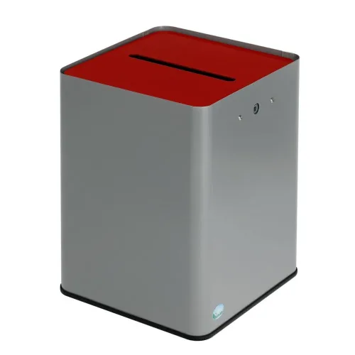 VAR, Datenschutz Papiersammler, 43 l, DSGVO-konform, silber / rot VAR