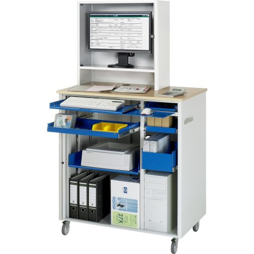 RAU, Computer-Station Typ 6018, B 1030 x T 660 x H 1810 mm,, fahrbar