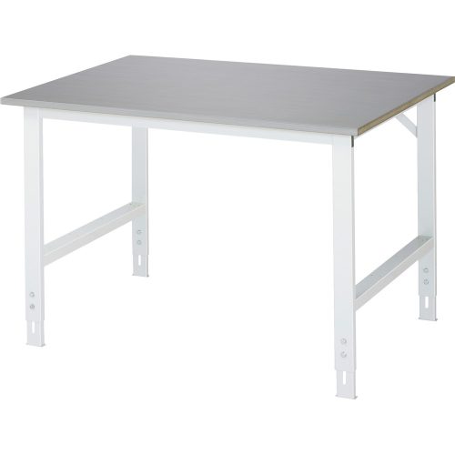 RAU, RAU höhenverstellbarer Werktisch Serie TOM, HxBxT 760-1.080 x 1.250 x 1.000 mm, Arbeitsplatte Edelstahlblech-Belag