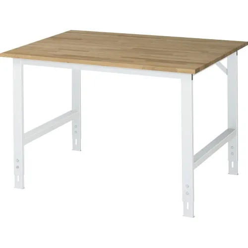RAU, RAU höhenverstellbarer Werktisch Serie TOM, HxBxT 760-1.080 x 1.250 x 1.000 mm, Arbeitsplatte Buche-Massiv