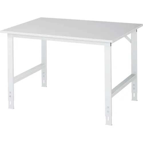 RAU höhenverstellbarer Werktisch Serie TOM, HxBxT 760-1.080 x 1.250 x 1.000 mm, Arbeitsplatte EGB-Melaminbelag