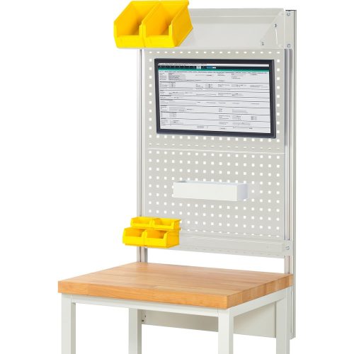 RAU, RAU Werkbank-Aufbau, HxBxT 1.130 x 750 x 350 mm, mit 1 neigbaren Metallablage, 1 Halteschiene und 1 Flachbildschirmhalter, Komplettset 02 für Produktbreite 750 mm