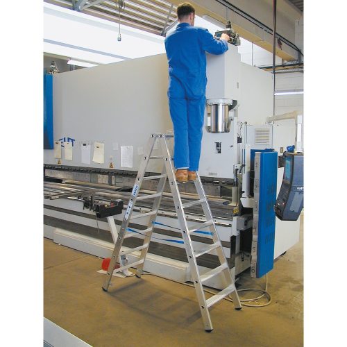 KRAUSE® Stufen-r, 2-seitig begehbar, hochfest gebördelt aus Aluminium, Standhöhe 1,40 m