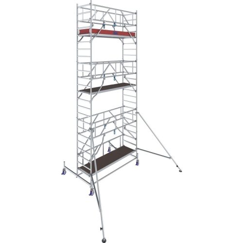 KRAUSE, Alu-Fahrgerüst KRAUSE Serie 10, 200 kg/m², TÜV-geprüft, höhenverstellbare Rollen, L 2500 x B 750 x H 7400 mm
